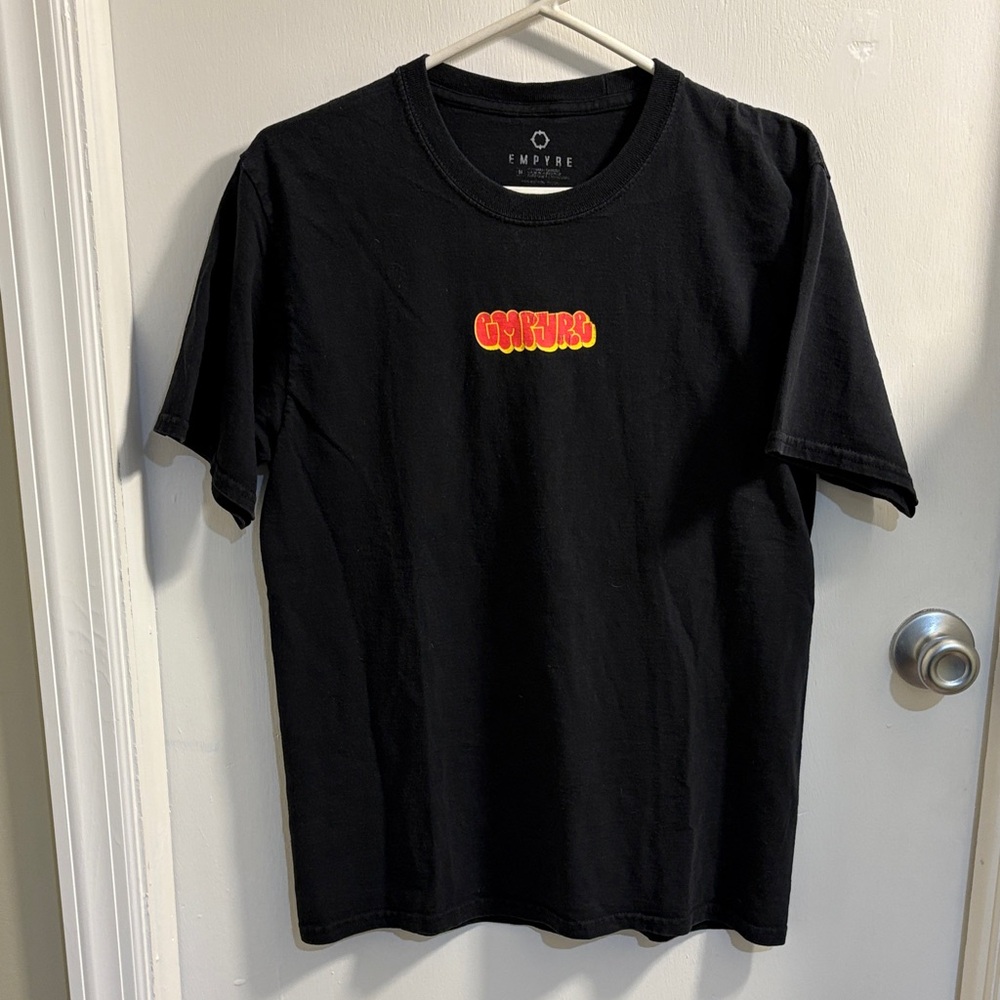 Empyre Black Tee with Red and Yellow Graphic